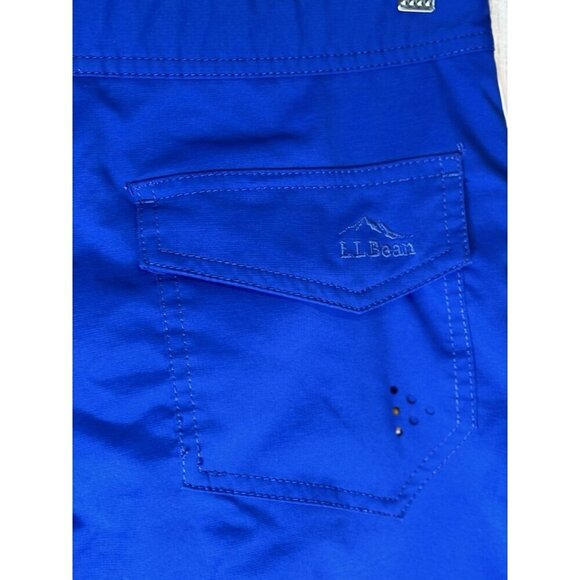 L.L. Bean Boys Light and Dark Blue Drawstring Swim Shorts with Mesh Lining - Picture 3 of 9